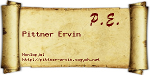 Pittner Ervin névjegykártya